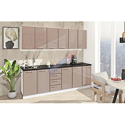 Готова кухня Комфорт Хай-тек 2,4 метра Медовий-0