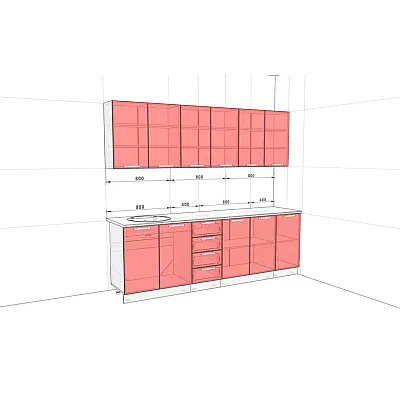 Готова кухня Комфорт Хай-тек 2,4 метра Медовий-1