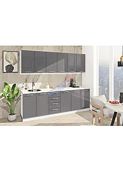 Готова кухня Комфорт Фарбований високий глянець 2.4 м Графіт