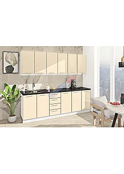 Готова кухня Комфорт Хай-тек 2.4 м Крем