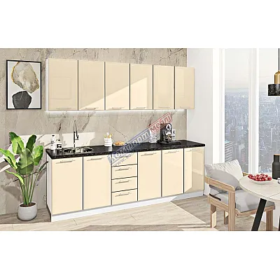 Готова кухня Комфорт Хай-тек 2.4 м Крем-0