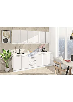 Готова кухня Комфорт Фарбований високий глянець 2,4 м Білого кольору