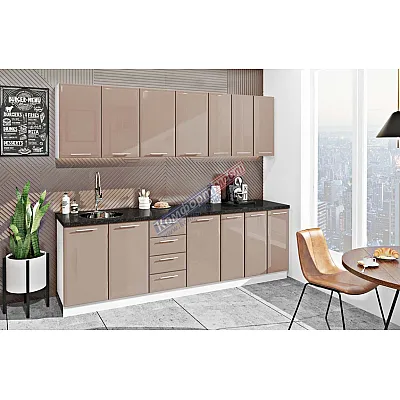 Готова кухня Комфорт Хай-тек 250 см Медовий-0