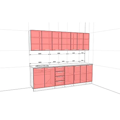 Готова кухня Комфорт Еко 2500 мм пряма Графіт, Дуб білений-1