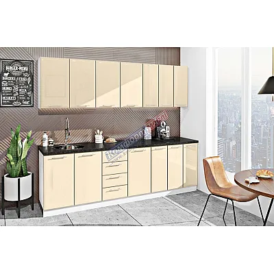 Готова кухня Комфорт Хай-тек 2500 мм Крем-0