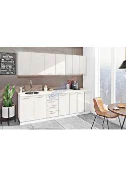 Готова кухня Комфорт Фарбований високий глянець 2.5 метра Білий