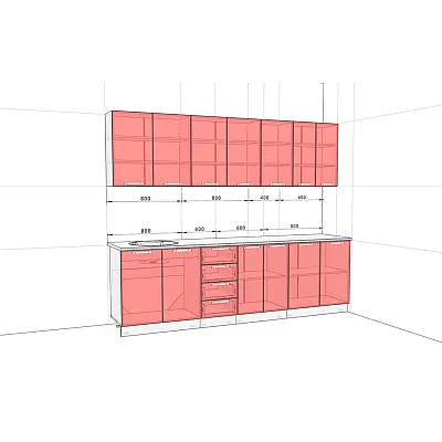 Готовая кухня Комфорт Эко 2.6 м прямая Дуб натуральный-1