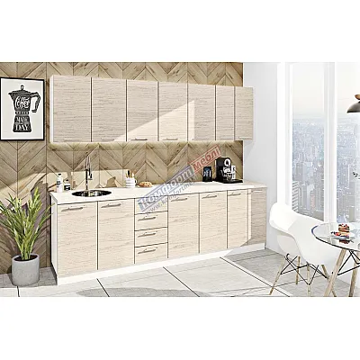 Готовая кухня Комфорт Эко 2,6 м прямая Дуб беленый-0