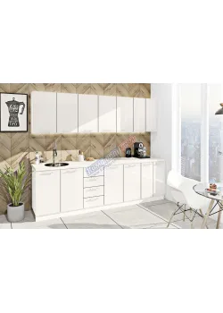 Готова кухня Комфорт Фарбований високий глянець 260 см Білий