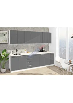 Готова кухня Комфорт Фарбований високий глянець 2.7 метра Графіт