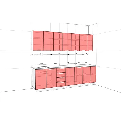 Готовая кухня Комфорт Эко 2.7 м прямая Графит, Дуб сонома-1