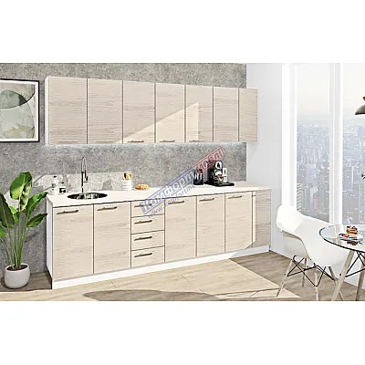 Готовая кухня Комфорт Эко 2,7м прямая Дуб беленый (дуб крафт белый)-0