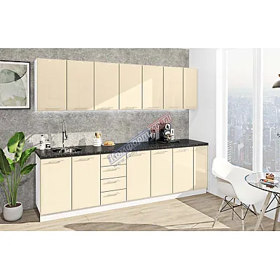 Готова кухня Комфорт Хай-тек 270 см Крем-0