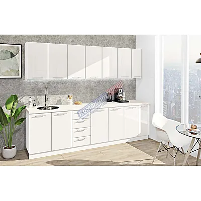 Готова кухня Комфорт Фарбований високий глянець 2,7 метра Білого кольору-0