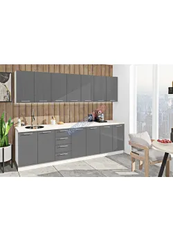 Готова кухня Комфорт Фарбований високий глянець 280см Графіт