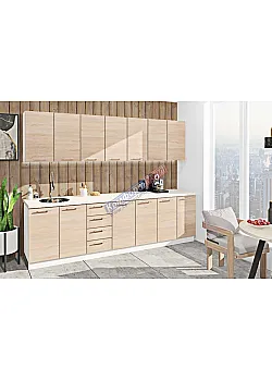 Готовая кухня Комфорт Эко 2.8 метра прямая Дуб натуральный