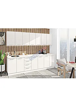 Готова кухня Комфорт Фарбований високий глянець 2800мм Білий