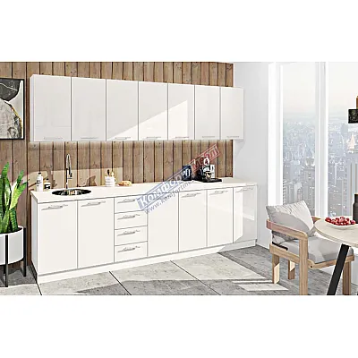 Готова кухня Комфорт Фарбований високий глянець 2800мм Білий-0