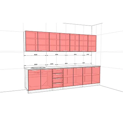 Готова кухня Комфорт Фарбований високий глянець 2800мм Білий-1