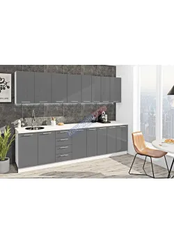 Готова кухня Комфорт Фарбований високий глянець 2.9 м Графіт