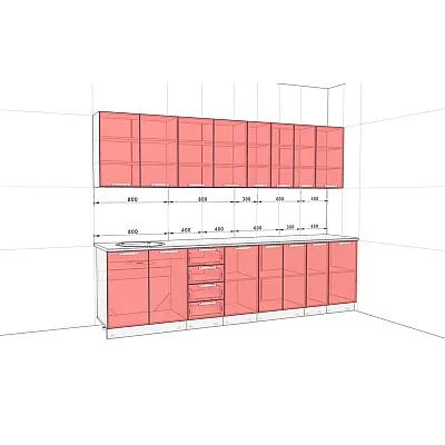 Готова кухня Комфорт Фарбований високий глянець 2.9 м Графіт-1