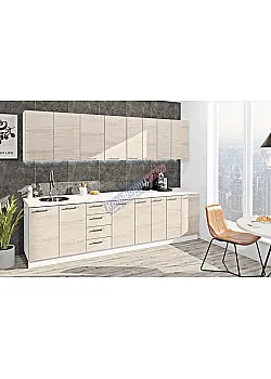 Готова кухня Комфорт Еко 290 см пряма Дуб білений