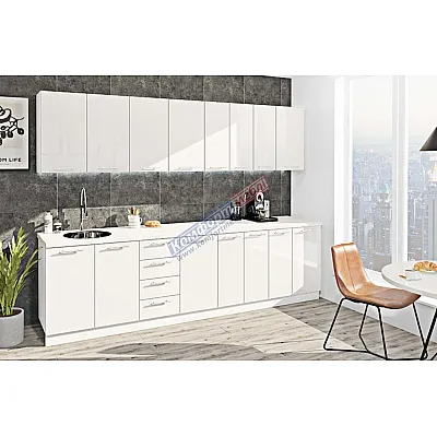 Готова кухня Комфорт Фарбований високий глянець 2,9 м Білий-0