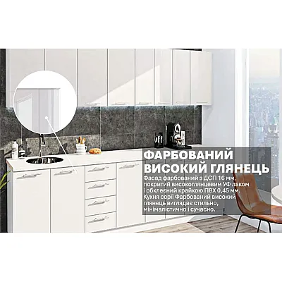 Готова кухня Комфорт Фарбований високий глянець 2,9 м Білий-2