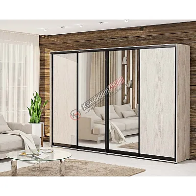 Шафа купе 320 см Комфорт "ДСП" з дзеркалом 4х дверна дуб білений-0