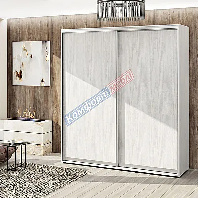 Шафа купе 1.0 метра Комфорт "ДСП" 2 дверна дуб білений-0