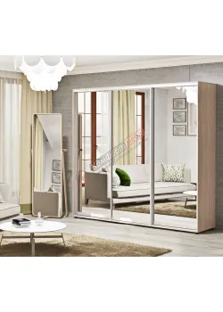 Шафа купе 2.4 м Комфорт "Дзеркало" трьохдверна дуб сонома