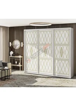 Шафа-купе 2.5 м Комфорт "Венеція" глянець 3 дверна дуб білений