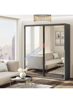 Шафа купе 1.4 м Комфорт "Дзеркало" 2 дверна графіт