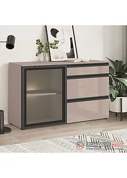 Комод с витриной Комфорт Flex 1200 мм ДСП фасад Тоффи для посуды