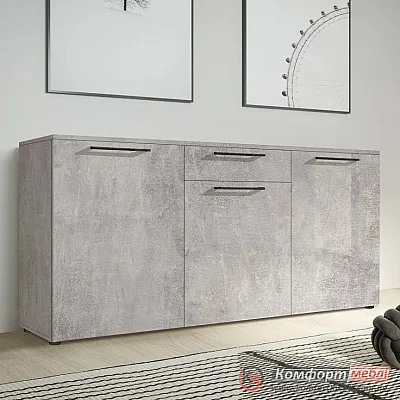 Комод-тумба Комфорт Flex 150 см ДСП фасад Бетон світлий в вітальню-0