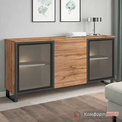 Офісна тумба Комфорт Flex 1,5 м з ДСП фасадами Дуб золотий в зал-0