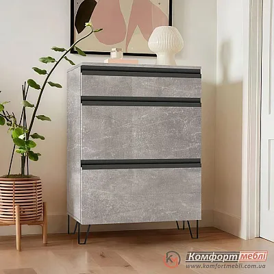 Тумба для одягу Комфорт Флекс 0 6 м з ДСП фасадами Бетон в дитячу-0