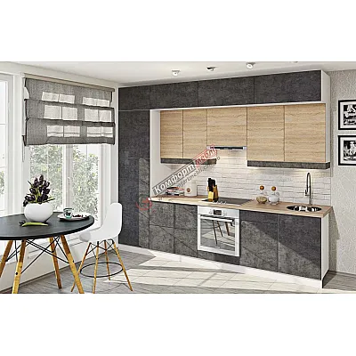Готова кухня Комфорт Хай-тек 3м Дуб сонома, Мрамор бетон темний-0