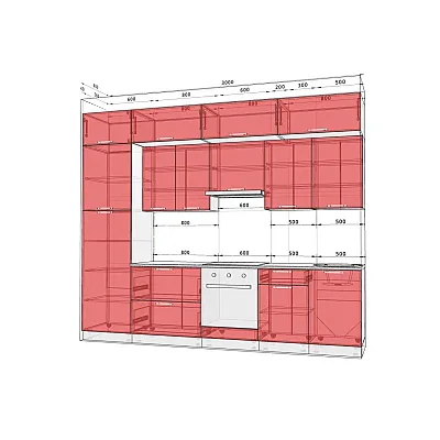 Готова кухня Комфорт Хай-тек 3м Дуб сонома, Мрамор бетон темний-1