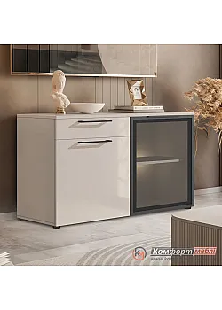 Комод с витриной Комфорт Flex 1200 мм ДСП фасад Кашемир для посуды