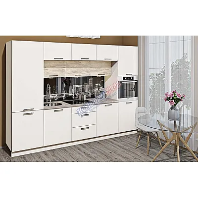 Готова кухня Комфорт Еко 3м пряма Білий, дуб крафт білий-0