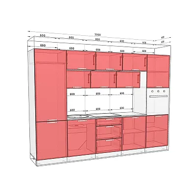 Готова кухня Комфорт Еко 3м пряма Білий, дуб крафт білий-1