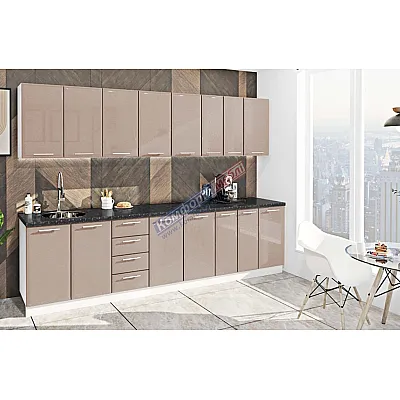 Готова кухня Комфорт Хай-тек 3,0 метра Медовий-0