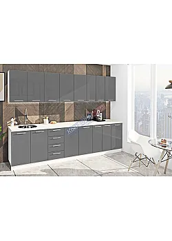 Готова кухня Комфорт Фарбований високий глянець 3,0 метра Графіт