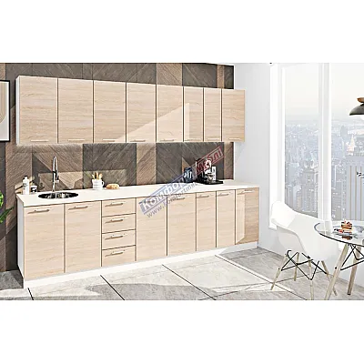 Готова кухня Комфорт Еко 3,0 метра пряма Дуб сонома-0