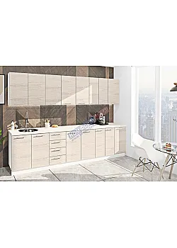 Готова кухня Комфорт Еко 3 метра пряма Дуб відбілений