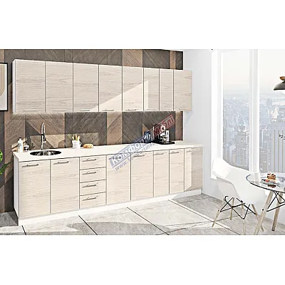 Готова кухня Комфорт Еко 3 метра пряма Дуб відбілений-0