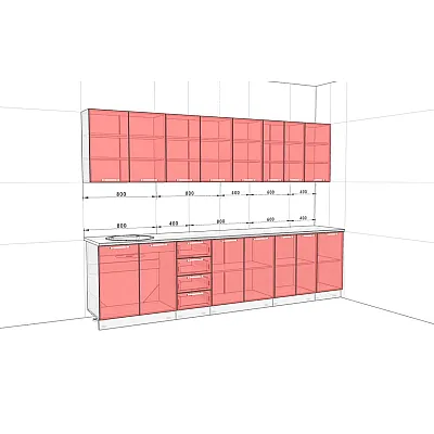 Готова кухня Комфорт Еко 3 метра пряма Дуб відбілений-1