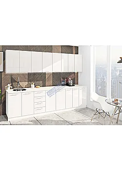 Готова кухня Комфорт Фарбований високий глянець 3.0 м Білий