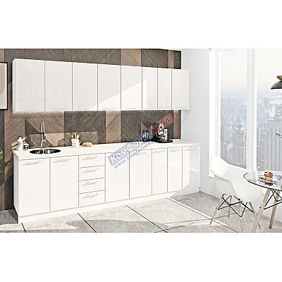 Готова кухня Комфорт Фарбований високий глянець 3.0 м Білий-0